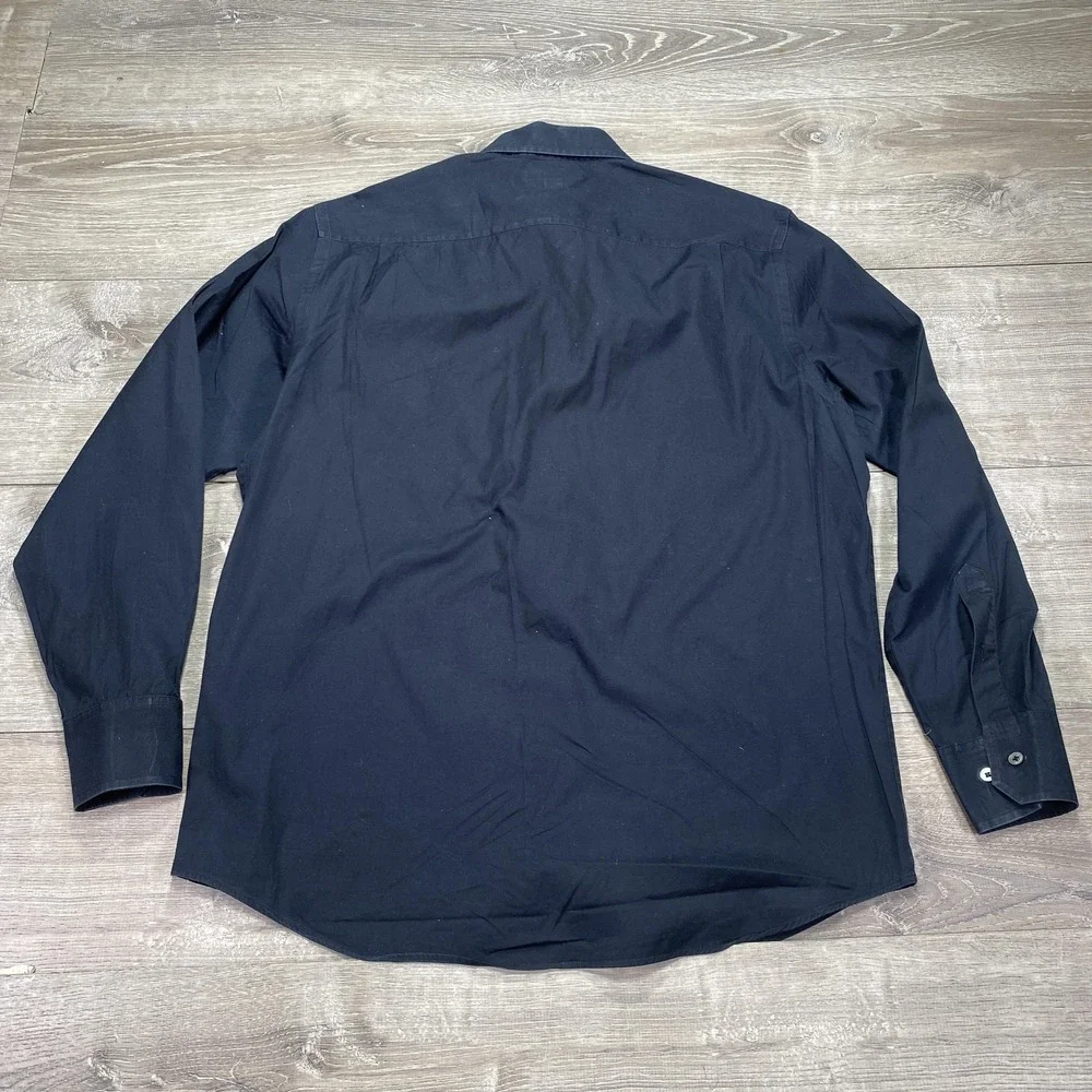 Banana Republic Shirt Mens Medium‎ Black Embroidered Long Sleeve Button Up